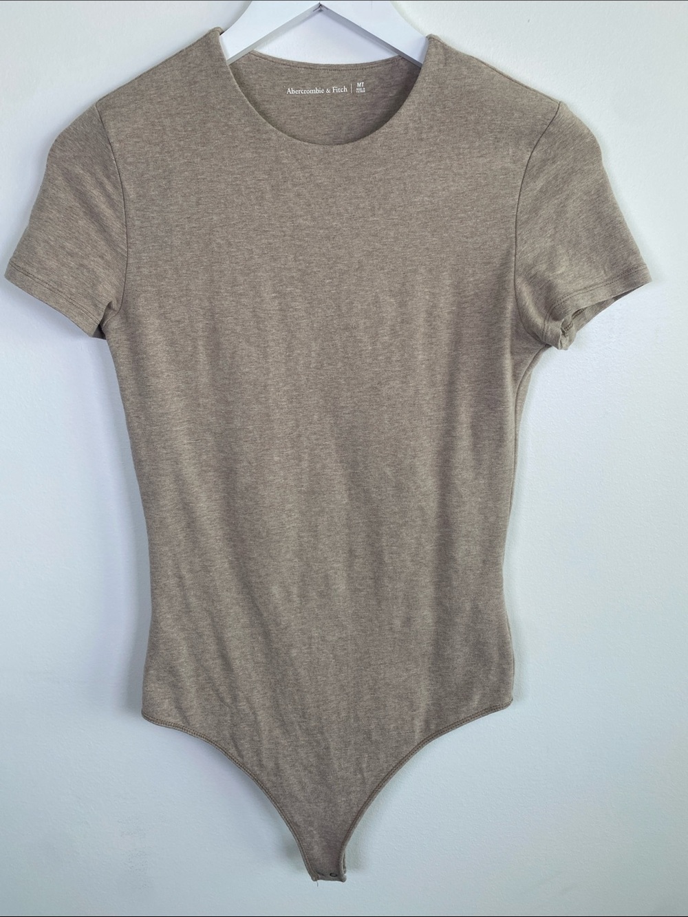 TALL Abercrombie & Fitch Taupe Short Sleeve Stretch Bodysuit size MT